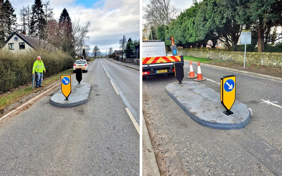 Rubber Traffic Islands On Dundee Road, Perth