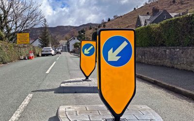 Rubber Traffic Islands In Rural North Wales