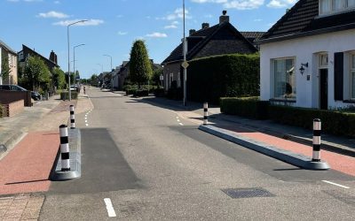 Lane Separators Installed As A Traffic-Calming Chicane In The Netherlands.
